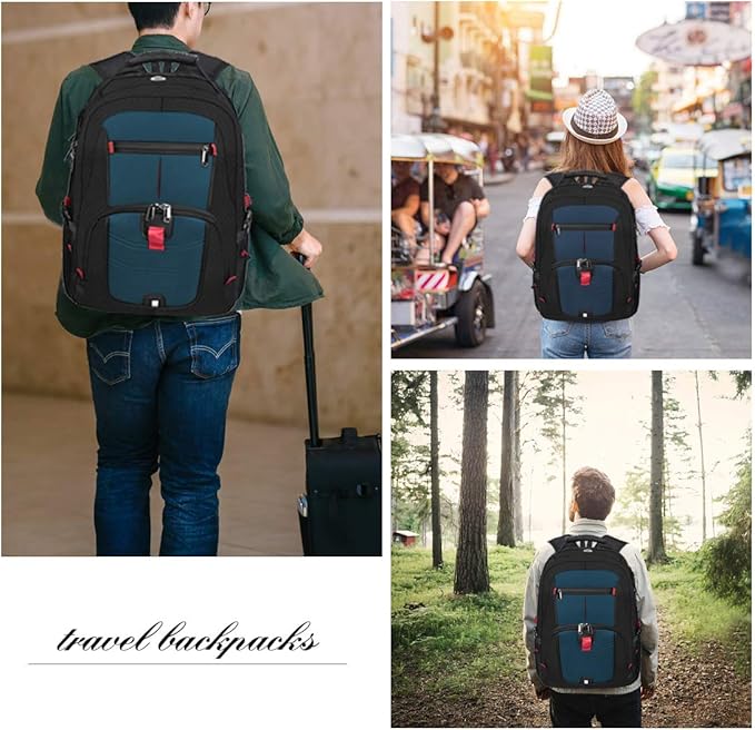 NUBILY Laptop Backpack 18.4 Inch Waterproof Extra Large TSA Travel Backpack Anti Theft College Business Mens Backpacks with USB Charging Port 17.3 Gaming Computer Backpack for Women Men Blue