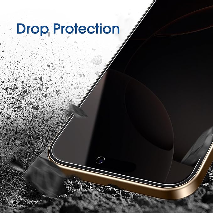 amFilm Auto-Alignment OneTouch for iPhone 16 Pro Max [6.9''] privacy Screen Protector,Tempered Glass, 30 seconds Installation, Bubble Free, Case Friendly, Anti-Scratch [2Pack]