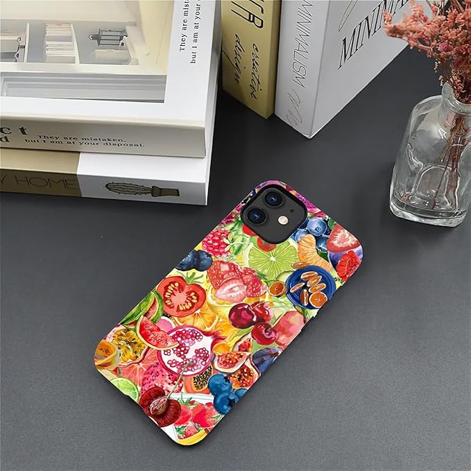 Case for iPhone 11,Summer Fruit Collage for Woman Men Full Body Protective Cover Shockproof 2 in 1 Silicone + Hard PC Case for iPhone 11