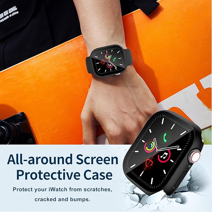 Waterproof Case for Apple Watch Series 10 46mm, Built-in Screen Protector with Tempered Glass [Touch Sensitive] Cover for iWatch S10 46mm, Black