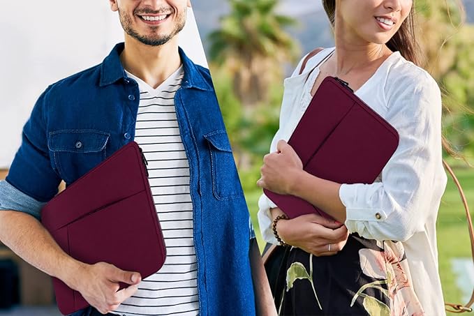 Laptop Sleeve Bag 15.6 inch, BOOEUDI Durable Shockproof Protective Computer Carrying Cover with Front Pocket, Briefcase Handbags Laptop Sleeve Bag for 15.6 inch HP, Dell, Acer, Asus, Notebook, WineRed