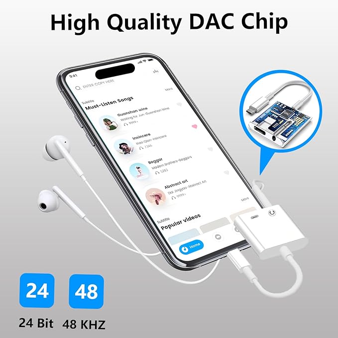 USB C to 3.5mm Jack Adapter with 60W Fast Charging, Type C Headphone Adapter Compatible with iPhone 16/15 Pro Max/15 Pro/15 Samsung Galaxy S24/S23/S22/S21 Ultra iPad Pro