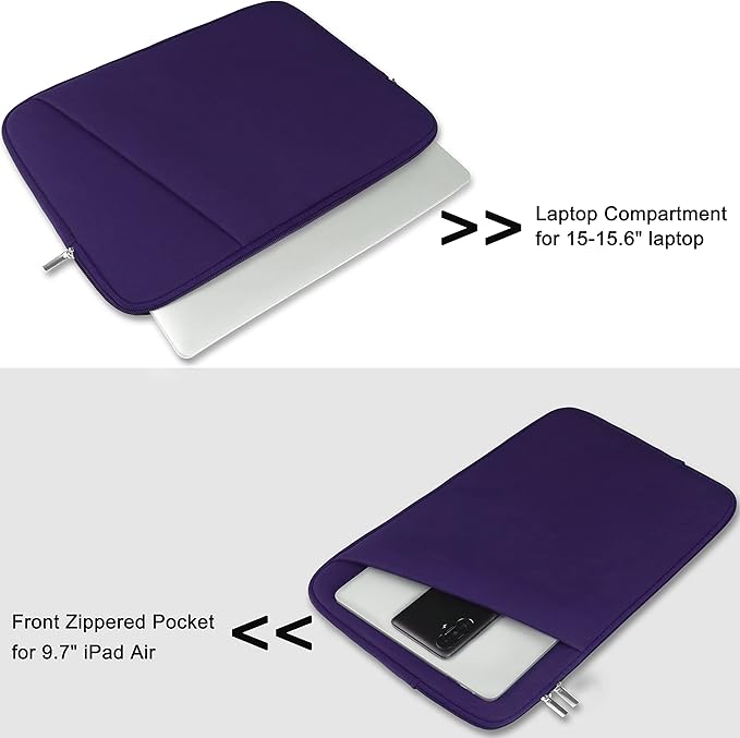 Laptop Sleeve Case 15.6 inch, Shockproof Protective Cover, Handbags Portable Laptop Bag for 15.6 inch HP Dell Asus Lenovo Notebook Computer Case with Front Pocket, Purple