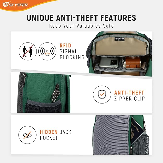 SKYSPER Sling Bag RFID Cross Body Bag Recycled Crossbody Backpack Travel Daypack