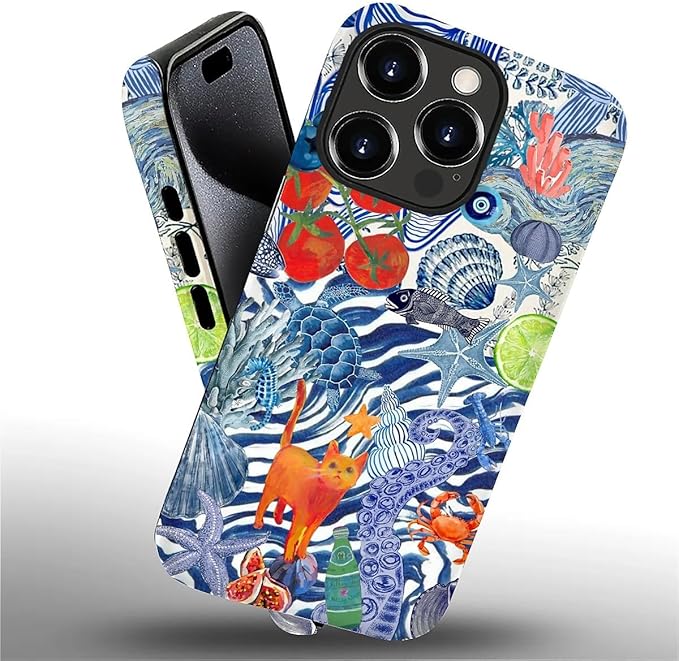 Case for iPhone 16 Pro Max,Leopard Cherry Shell Aesthetics for Woman Men Full Body Protective Cover Shockproof 2 in 1 Silicone + Hard PC Case for iPhone 16 Pro Max