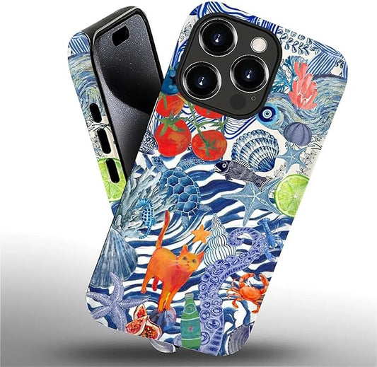 Case for iPhone 16 Pro Max,Leopard Cherry Shell Aesthetics for Woman Men Full Body Protective Cover Shockproof 2 in 1 Silicone + Hard PC Case for iPhone 16 Pro Max