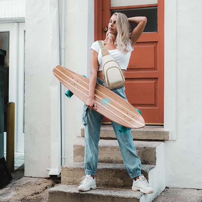 BOSTANTEN Sling Bag for Women Leather Crossbody Bag Vintage Cross Body Purse for Travel with Guitar Strap, Bohemian Style