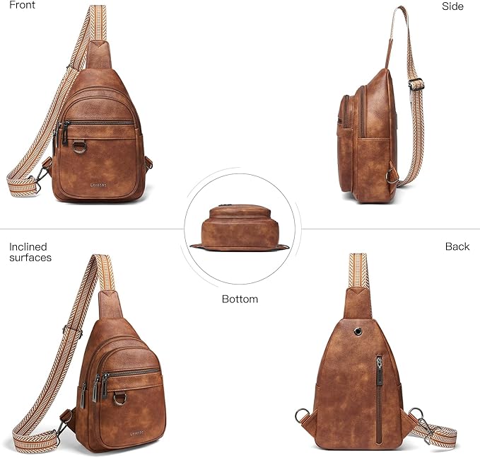 7L Sling Bag for Women Men Vegan Leather Crossbody Bags Fanny Pack Purse Backpack Over Shoulder Bag Travel Anti Theft