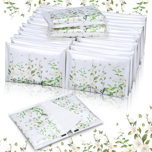50 Pack Winter Magnolia Flower Pocket Tissues Individual Packs Bulk 3 Ply Magnolia Floral Wallet Travel Facial Tissues Packets for Winter Christmas Wedding Party Supplies