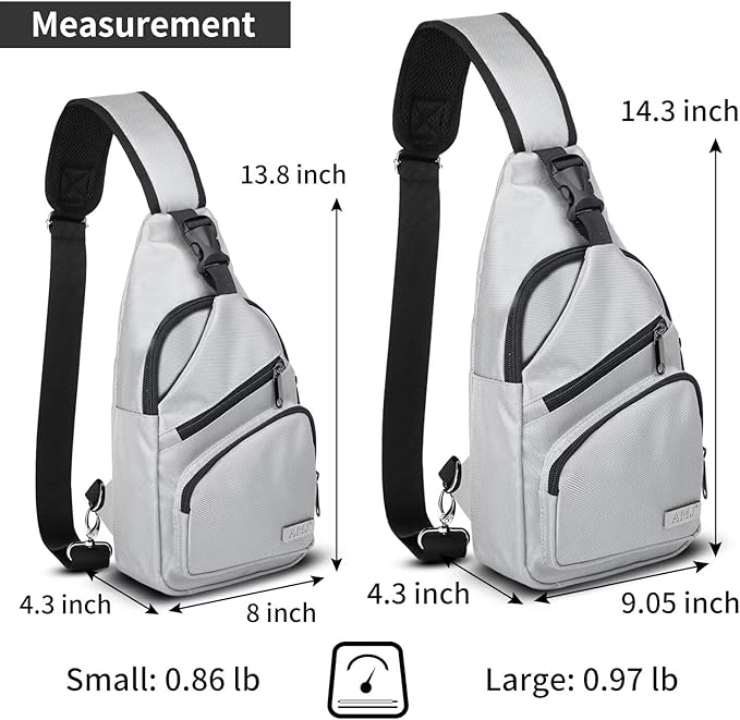 AMJ Crossbody Sling Bag Men Women, Casual Shoulder Backpack, Chest Daypack Satchel for Hiking Travel