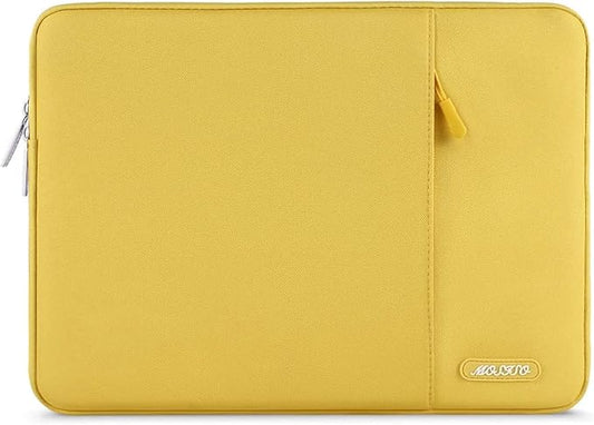 MOSISO Laptop Case 16 inch, 15-15.6 inch Laptop Sleeve Compatible with MacBook Pro 16 M4 M3 M2 M1, HP Acer Dell Lenovo ASUS Notebook, Polyester Vertical Computer Sleeve Bag with Pocket, Yellow