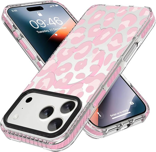 ZIYE Clear Case for iPhone 17 Pro Max Compatible with Magsafe, Pink Leopard Design Shockproof Soft TPU Bumper Hard PC Protective for Women Girls Magnetic Cover