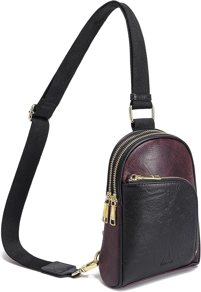 INICAT RFID Blocking Sling Bag Leather Crossbody Bags for Women Fanny Pack Cross Body for Woman Chest Bag for Travel 1.9L