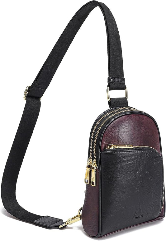 INICAT RFID Blocking Sling Bag Leather Crossbody Bags for Women Fanny Pack Cross Body for Woman Chest Bag for Travel 1.9L