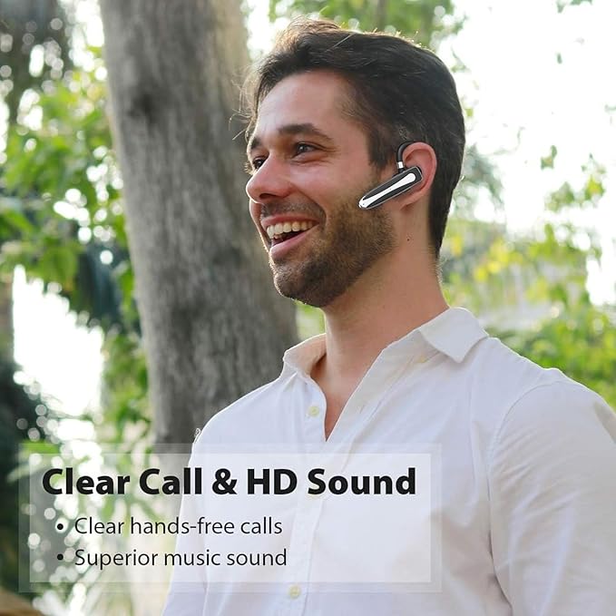 Bluetooth Headset, Wireless Bluetooth Earpiece with 500mAh Charging Case 120 Hours Talking Time Built-in Microphone for iOS Android Cell Phone, V5.3 Hand-Free Headphones for Trucker, Office