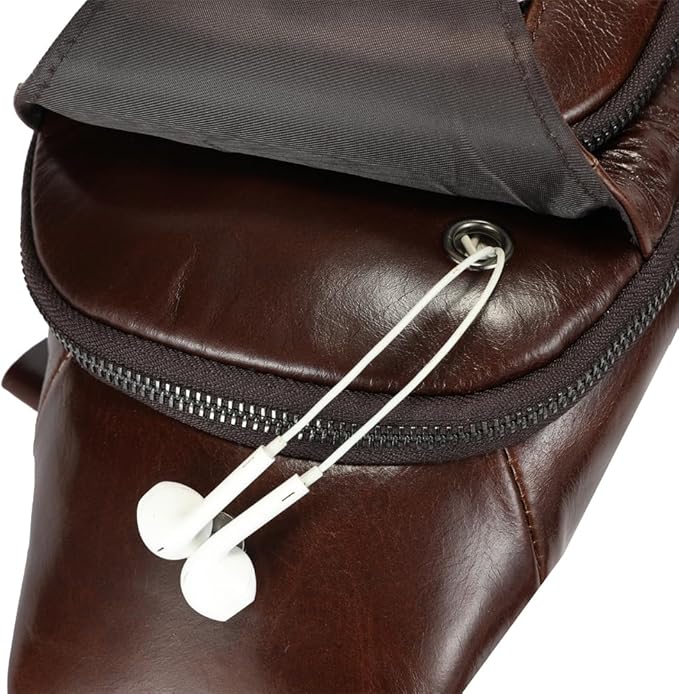 Sling Bag for Men Genuine Leather Chest Bag Crossbody Backpack Travel Hiking Outdoor Sports