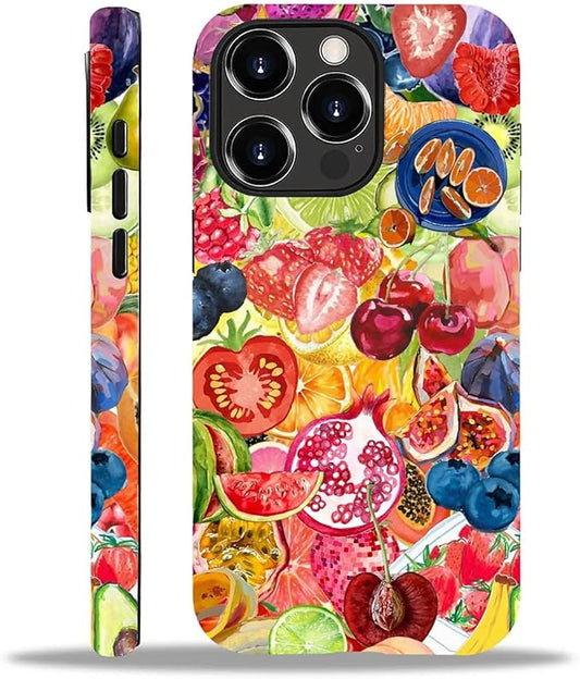 Case for iPhone 12 Pro Max,Summer Fruit Collage for Woman Men Full Body Protective Cover Shockproof 2 in 1 Silicone + Hard PC Case for iPhone 12 Pro Max