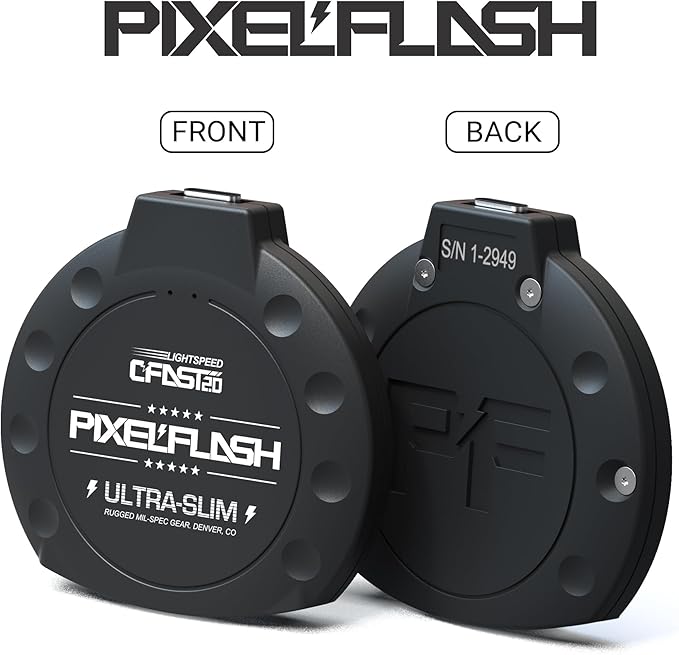 PixelFlash CFast 2.0 Card Reader USB C (Black) - Memory Card Adapter with Cabled Type-C USB 3.1 Gen 2, Up to 10Gbps File Transfer, Ultra-Slim & Anti-Slip Rubber Shell, Compatible with Most Brands & OS