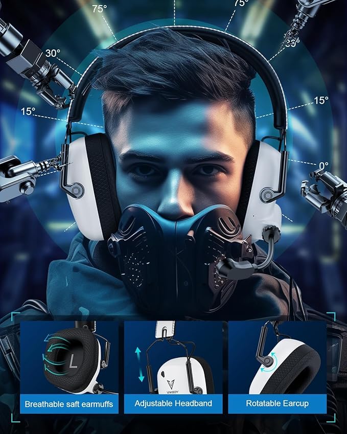 Wireless Gaming Headset for PC, PS5, PS4, Mac, Switch, Noise Cancelling Headphones with Mic, 2.4GHz Low Latency USB Dongle, Bluetooth 5.4, 50mm 3D Audio Driver, RGB Lights, 50H Battery(White)