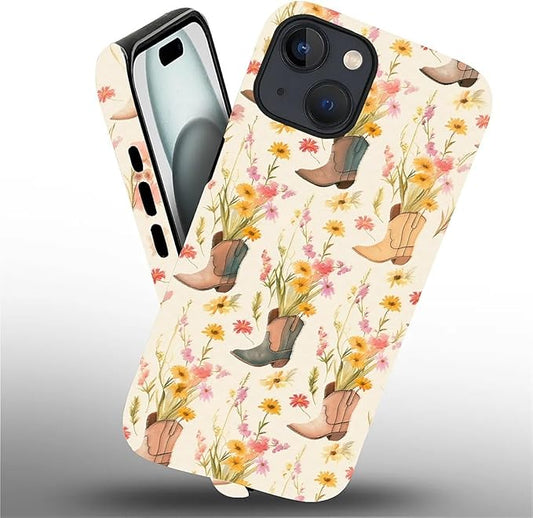 Case for iPhone 15 Plus,Western Cowgirl for Woman Men Full Body Protective Cover Shockproof 2 in 1 Silicone + Hard PC Case for iPhone 15 Plus