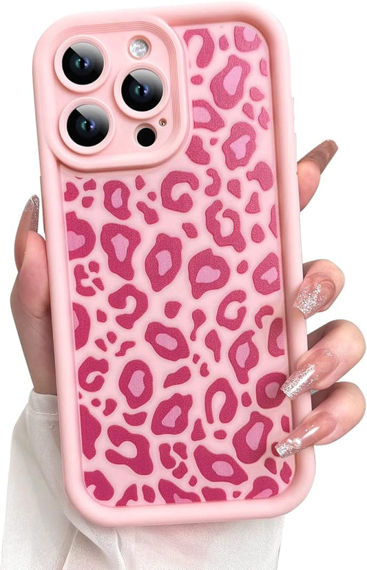 KANGHAR Case for iPhone 15 Pro Max Leopard Printed Pattern Cute Cheetah Phone Case Soft TPU Shockproof Protective Cover for iPhone 15 Pro Max 6.7 Inch Pink