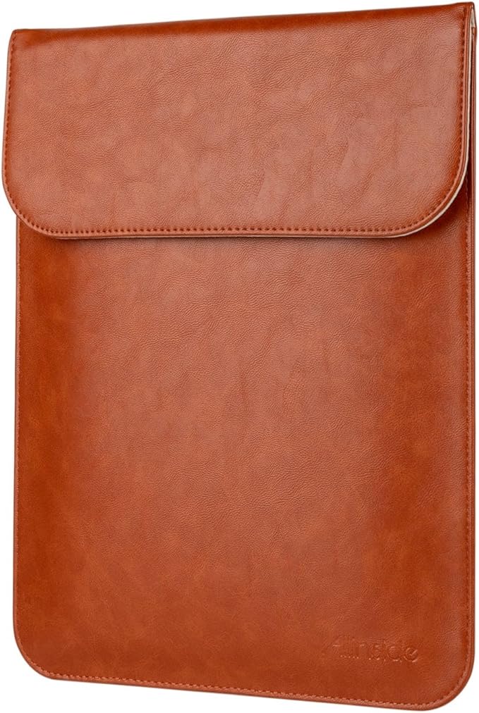 Allinside 13-13.3 inch Laptop Sleeve Case for MacBook Pro 14 2021-2024/MacBook Air 13 2010-2017/MacBook Pro 13 2010-2015, Waterproof PU Leather Laptop Sleeve Bag Protective Vertical Case Cover, Brown
