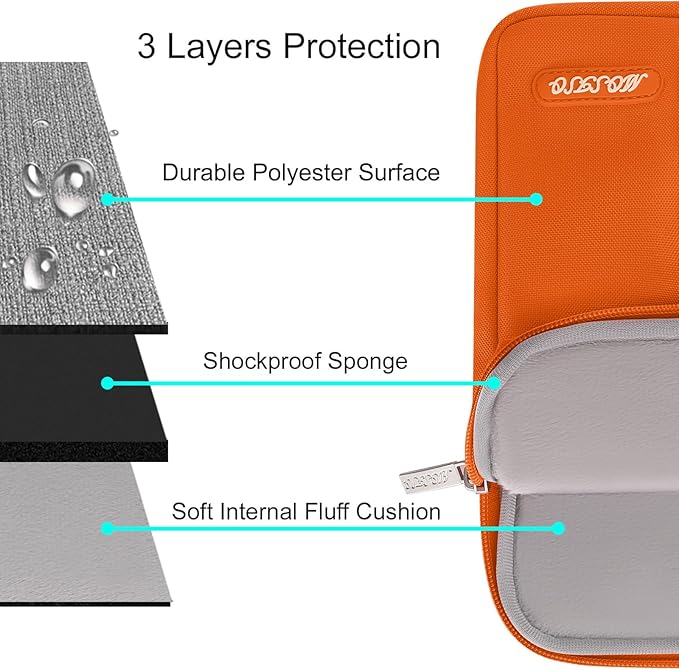MOSISO Laptop Case 13.3 inch, 13-13.3 inch Laptop Sleeve Compatible with MacBook Air/Pro 13 / Pro 14, HP Dell ASUS Lenovo Notebook, Polyester Vertical Computer Sleeve Bag with Pocket, Orange