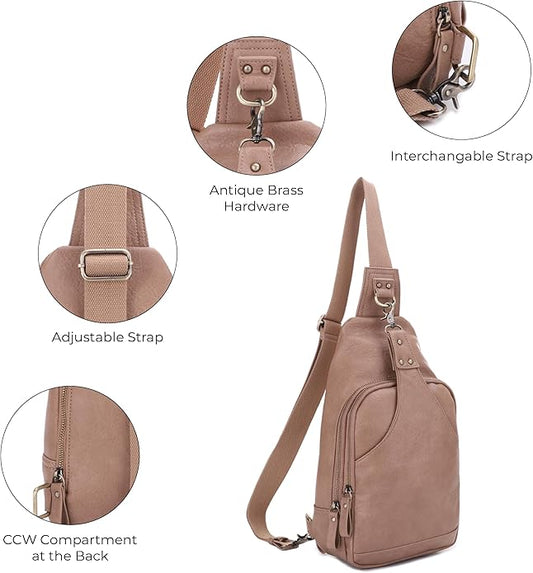 JESSIE & JAMES Brooke Unisex Concealed Carry Sling Bag Crossbody Backpack Purse