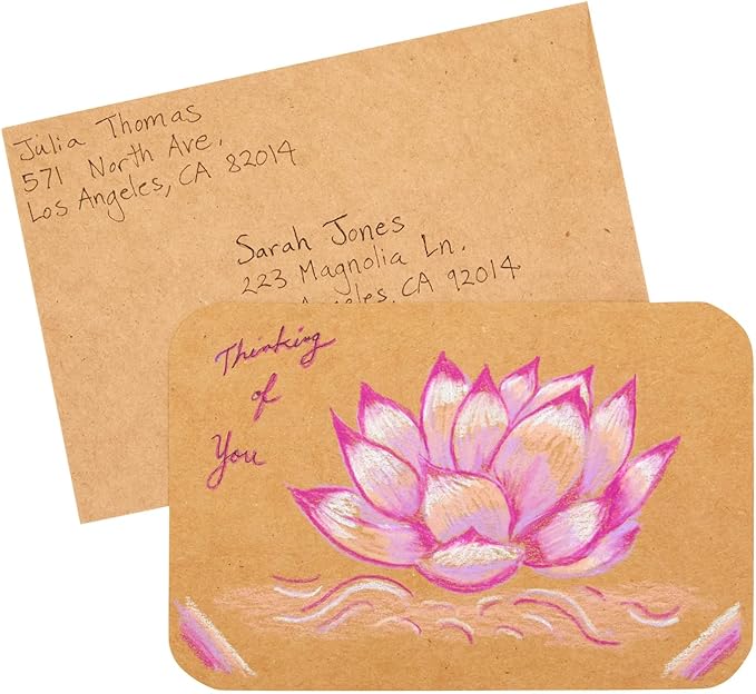 Sustainable Greetings Kraft Paper Blank Postcards & Envelopes - 6 x 4 In, 48-pk - Ample Writing Area for Note Cards - Kraft Cardstock - Bulk Blank Cards with Envelopes