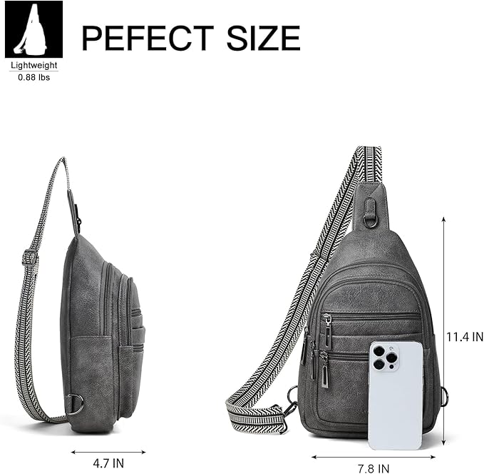 Sling Bag for Women Crossbody Bags Sling Purse Cross Body Backpack Vegan Leather Over Shoulder Bag Travel Dark Grey
