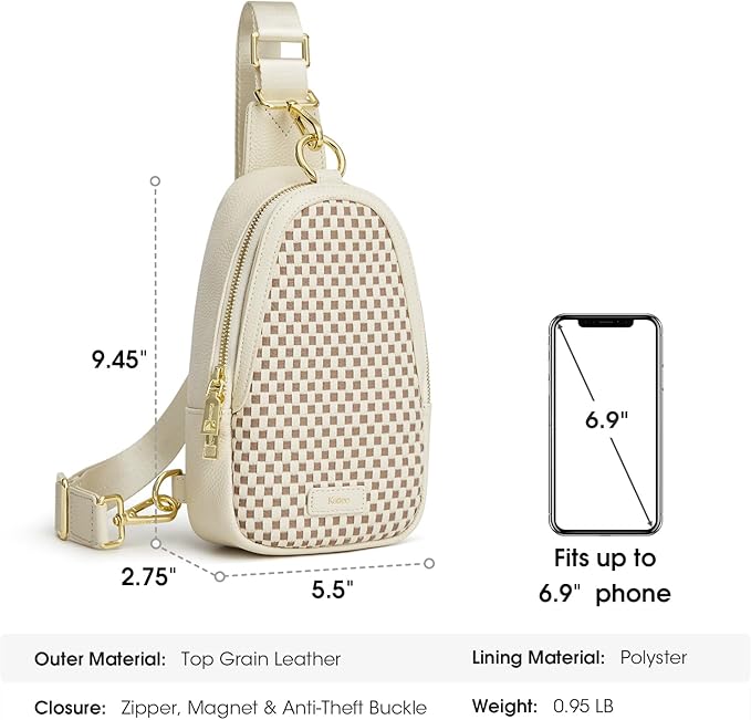 Kattee Sling Crossbody Bag for Women, Leather Fanny Pack Crossbody Sling Bags, RFID Purse Chest Bag Small Daypack for Women