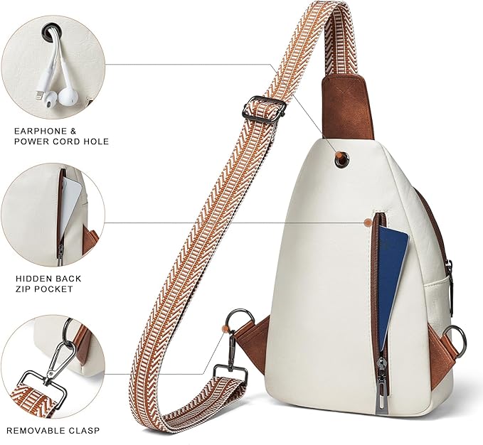 7L Sling Bag for Women Men Crossbody Belt Bag Small Travel Sling Backpack Anti Theft Chest Daypack Purse Faux Leather