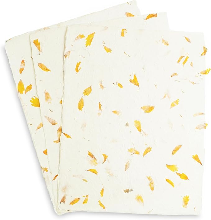 Handmade Lokta Laser and Inkjet Printer Paper with Deckle Edge 8.5x11 Inch Vintage Decorative Specialty Printing Paper (100 Sheets, Marigold)