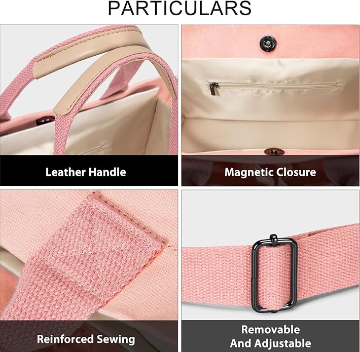 Tote Bags for Women Canvas Tote Purse Crossbody with Pockets Top Handle Shoulder Satchel Bag for Women