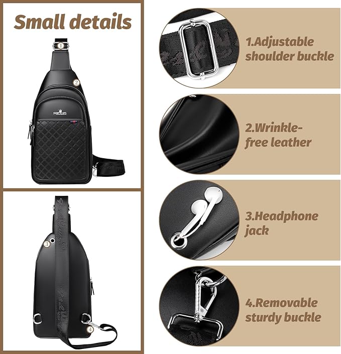 FSD.WG sling Backpack for Men Chest Bag Crossbody Shoulder Bags Travel Bag Purse for Men with Water Resistant