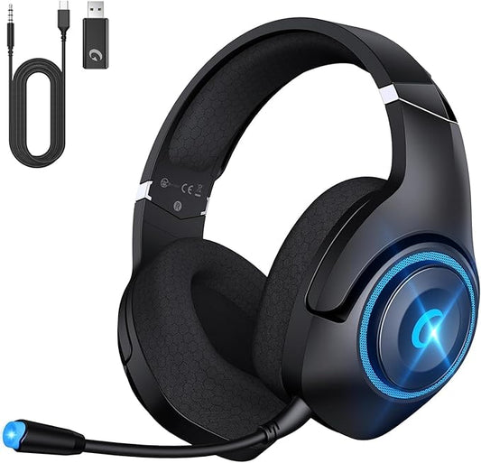 Gaming Headset Wireless for PS5/4, 2.4GHz Gaming Headphones Wireless with Noise Canceling Microphone for Fortnite/FPS Gamers, 40-Hr Battery Gamer Headset for PC, Midnight Blue