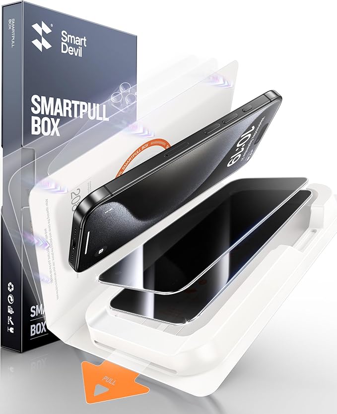 SMARTDEVIL 2 Pack for iPhone 15 Pro Max Privacy Screen Protector, Military Grade Shatterproof, 9H Hardness, Anti-Spy Tempered Glass, Fast & Easy Installation, Case Friendly