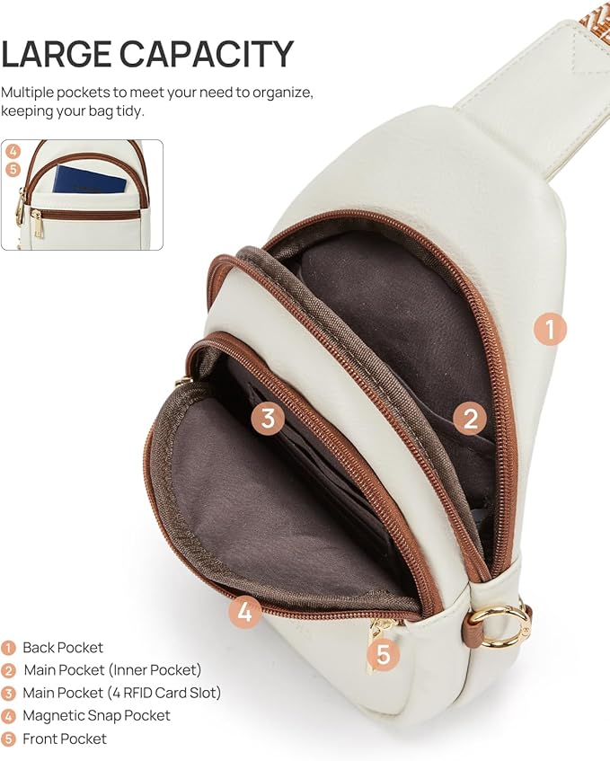 CHOLISS Anti Theft Small Sling Bag for Women and Men RFID Leather Crossbody Bags Fanny Pack Chest Bag Travel Purse Daypacks