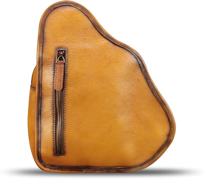 Genuine Leather Sling Bag for Men Women Chest Bags Crossbody Bag Vintage Sling Backpack Purses Hiking Sports Travel (Brown)