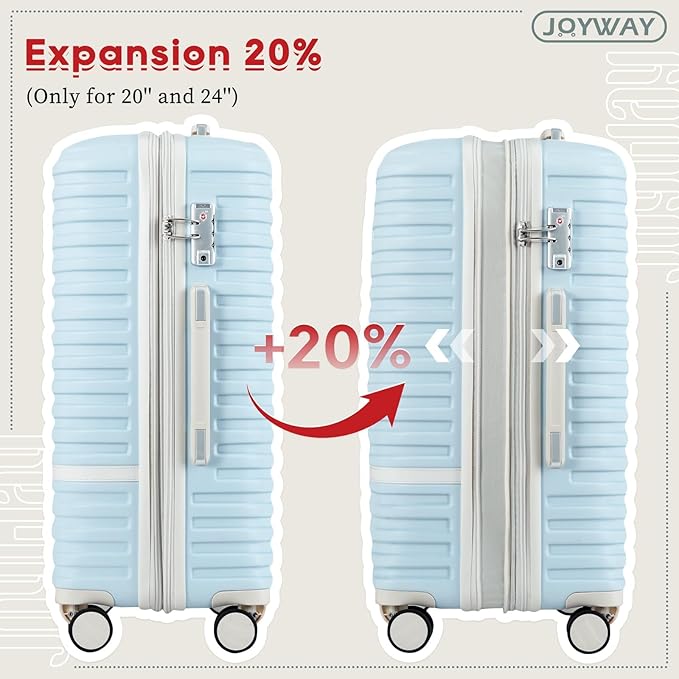 Joyway Luggage Set 3 Piece Suitcase Sets with Spinner Wheel,Hardside Expandable Travel Laggage with TSA Lock (20/24/28