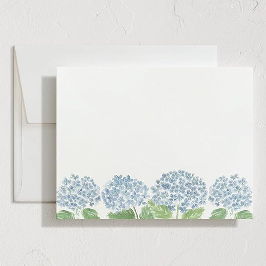 Minted Hydrangea Love Stationery Cards, 10 Count, Blank Cards and Envelopes For Thank You Notes, Invitations & Handwritten Messages, Note Cards & Stationery Set, Gifts for Women, Blue Color Theme