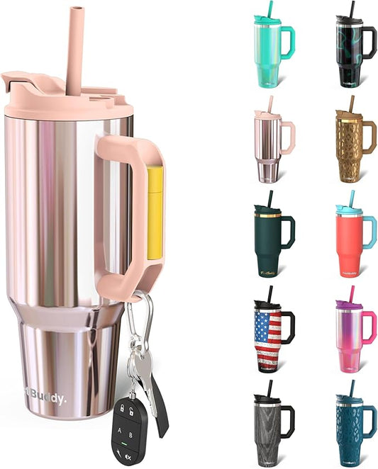 Frost Buddy Thicc Buddy - 40 oz Stainless Steel Vacuum Insulated Tumbler with Lid and Straw for Water - Travel Mug Cupholder Friendly - Gifts for Women Men Him Her (Mademoiselle)