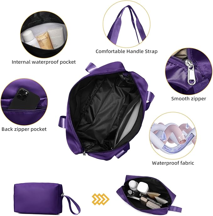LARVENDER Luggage Sets 3 Piece with Duffel Bag Hardside PP Carry On Suitcase with 360° Spinner Wheels TSA Lock Luggage Sets for Women, Grape Purple