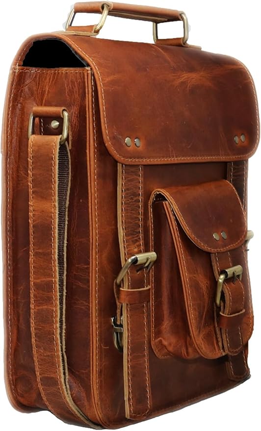 jaald Genuine Leather Messenger Bag Vintage Laptop Crossbody Bag Satchel Man Purse Shoulder Bag for man woman office bag
