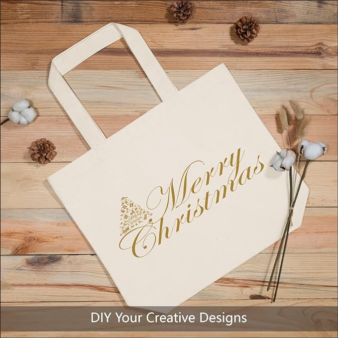 TOPDesign 12-Pack Super Strong Large 12oz Cotton Canvas Tote Bags, Reusable Grocery Shopping Cloth Bags, Fashionable Two-Tone Totes for Crafts, DIY Your Creative Designs