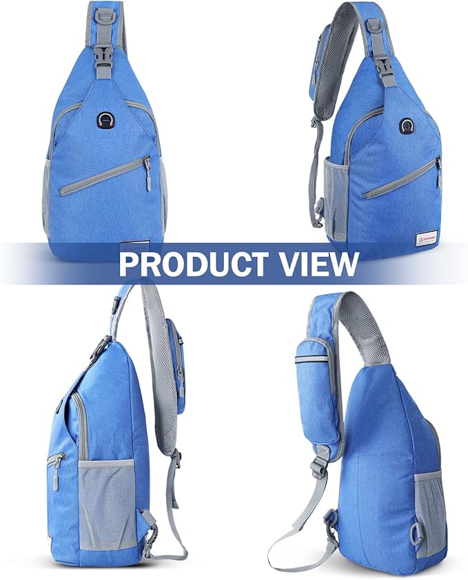 ZOMAKE Sling Bag,Small Crossbody Sling Backpack,Water Resistant Shoulder Daypack for Travel,Anti Thief Chest Bag for Hiking(Blue)