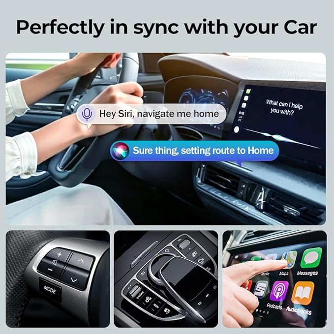 Wireless Carplay Adapter with Web App and OTA Updates, Convert Wired to Wireless CarPlay for Seamless Connectivity, Easy Installation in Any Vehicle, USB&USB-C/Type-C, Stable & No Delay