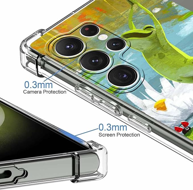 Case for Samsung Galaxy S23 Ultra with Dancing Frog Design,Cute Hippie Animal Pattern,Clear Soft TPU Bumper Phone Cover,6.8"(Frog,S23U)