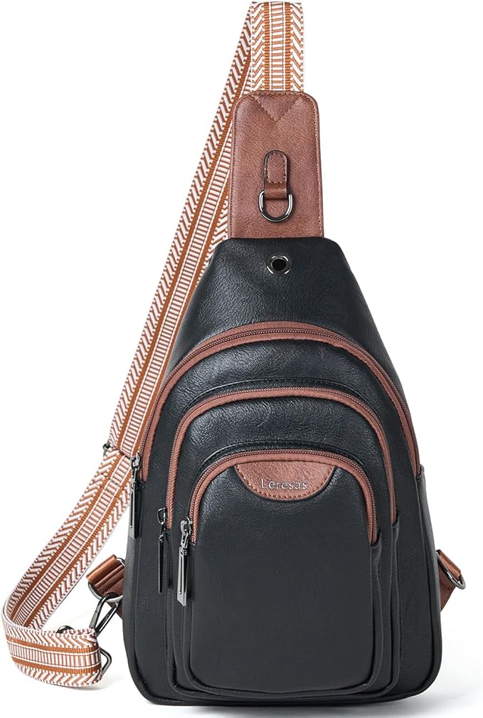 Crossbody Sling Bag for Women Men Anti Theft Cross Body Fanny Pack Belt Bag Purse Gifts for Women Faux Leather, Black Brown