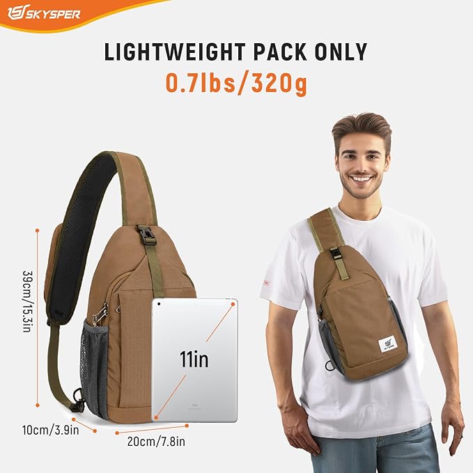 SKYSPER Sling Bag RFID Cross Body Bag Recycled Crossbody Backpack Travel Daypack